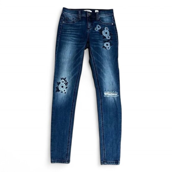 Sneak Peek SP Black Label Floral Embroidered Skinny Jeans Size 25 - Picture 1 of 16